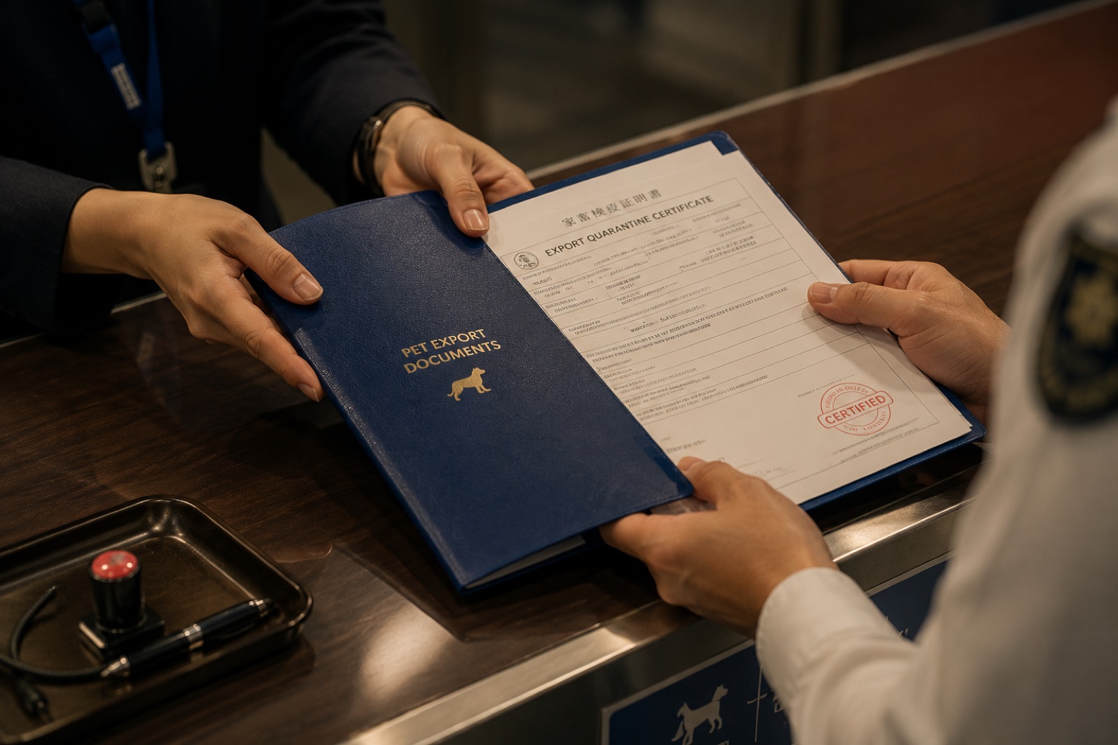 到着空港、税関での書類受け渡し
